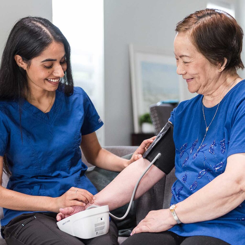 Taking A Seniors Blood Pressure at Home