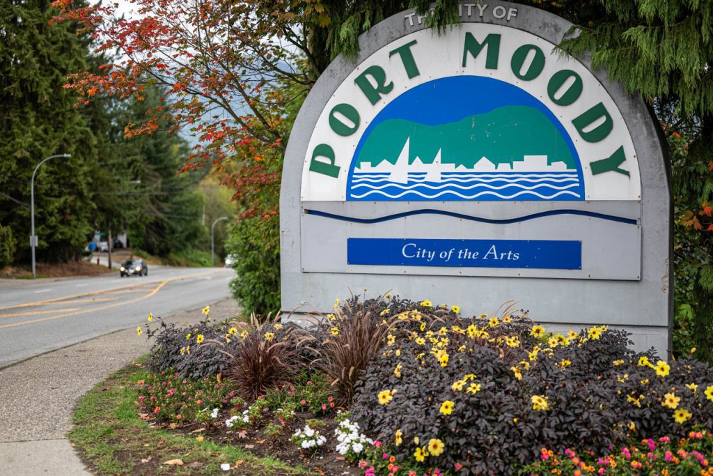 Port Moody welcome sign Calgary Skyline services for seniors